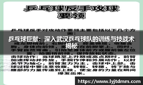 乒乓球巨献：深入武汉乒乓球队的训练与技战术揭秘